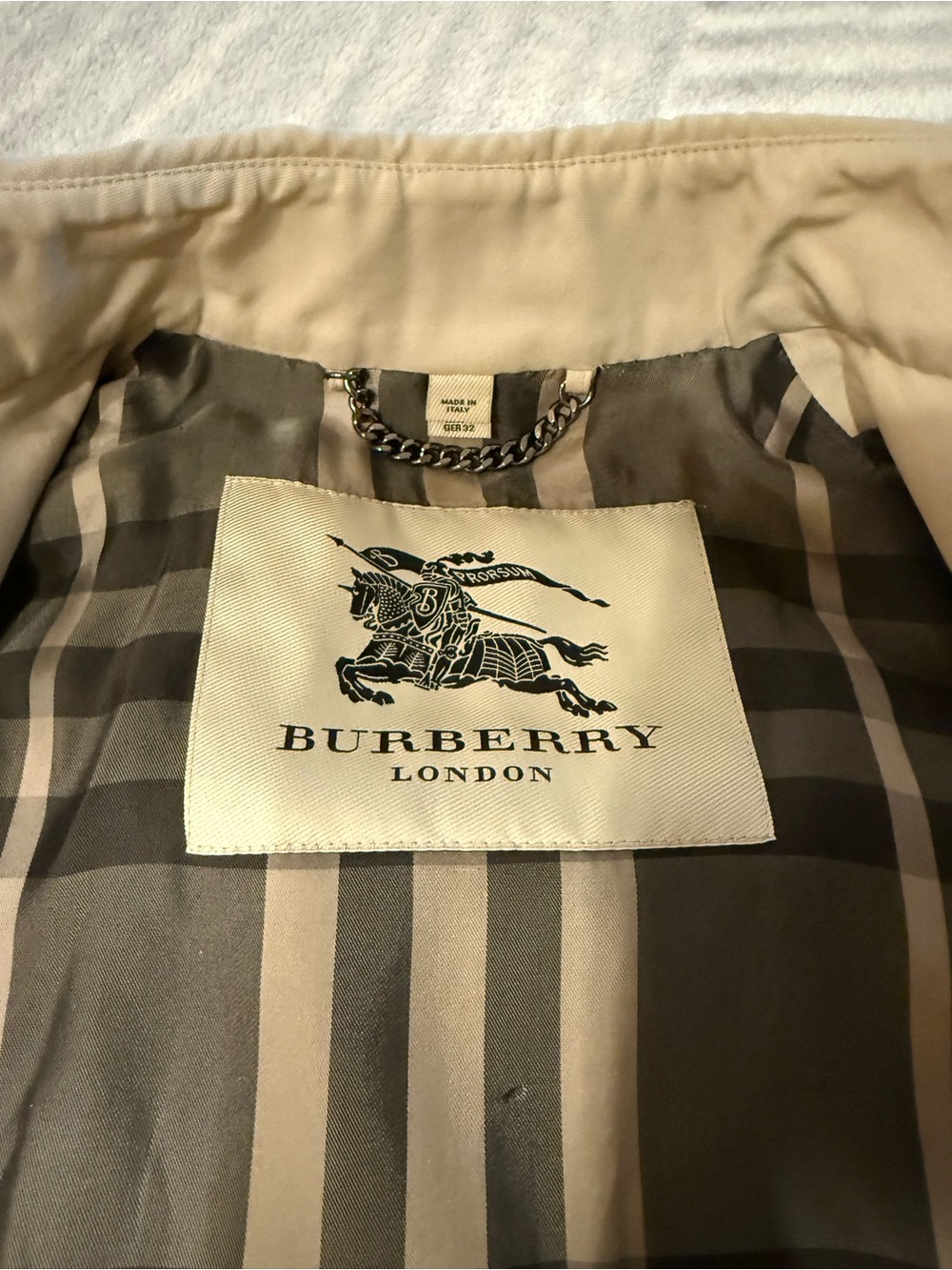 Burberry London Made in Italy Trench Coat Beige Charcoal Mega Check US2 XS - Picture 8 of 8